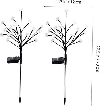 balacoo 2pcs Lotus Tree Branches Lights Solar Pathway Garden Decor High Brightness Rainproof Energy Saving