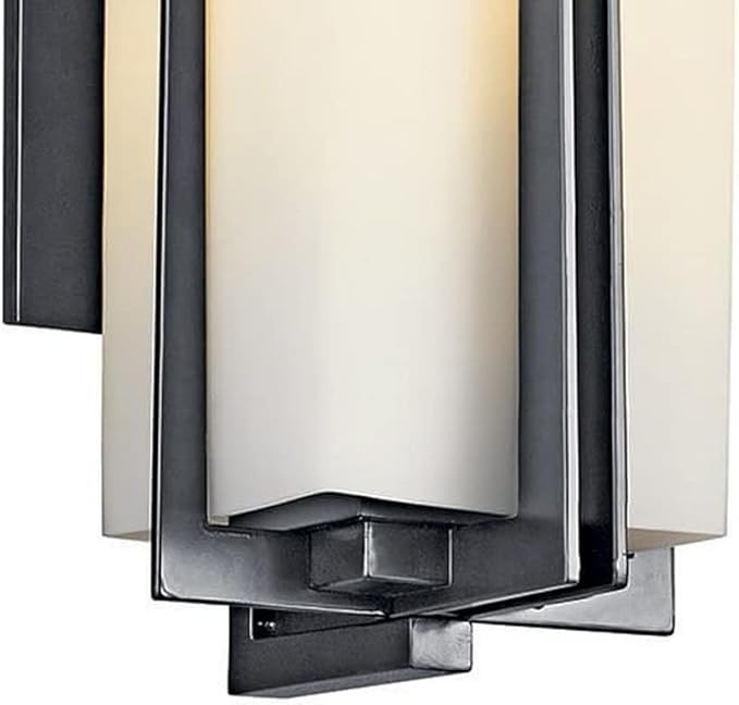 Kichler Tremillo 20.25" Outdoor Wall Sconce Light in Black, Exterior 1-Light Fixture with Satin Etched Cased Opal | Lumora