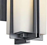 Kichler Tremillo 20.25" Outdoor Wall Sconce Light in Black, Exterior 1-Light Fixture with Satin Etched Cased Opal | Lumora