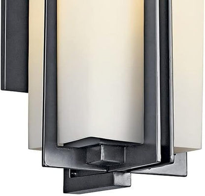 Kichler Tremillo 20.25" Outdoor Wall Sconce Light in Black, Exterior 1-Light Fixture with Satin Etched Cased Opal Glass, (20.25" H x 10" W), 49203BK
