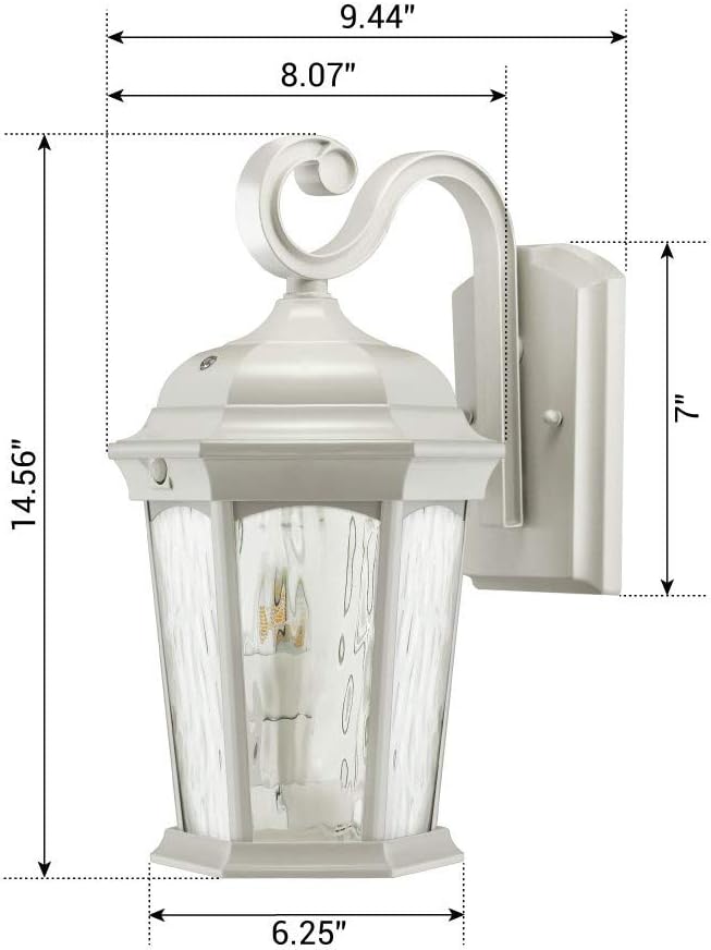 Euri Lighting EFL-140W-MD Flickering Flame Lantern with Integrated Security Light (3000K), Photocell and Motion-Sensor (Dusk-to-Dawn), White Housing(1 Pallet of 44 Packs)