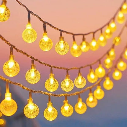 Festival Lights, Battery Powered Fairy Lights 33ft 80LED, Outdoor Waterproof String Lights with Remote, 8 Modes for Indoor, Garden, Patio, Camping, Xmas Decor (Warm Crystal Ball D)