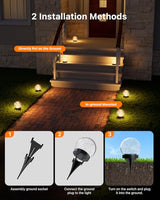 4 Pack 4.72" Warm White Solar Powered Cracked Glass Globe LED Light