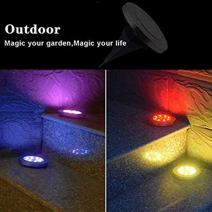 Lxcom Lighting 4 Pack Solar Path Lights Color Changing Solar Pathway Lights 7 Colors Solar Garden Lights Waterproof Outdoor Landscape Lights for Garden Lawn Yard Patio Walkway (Multicolor)