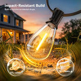 150FT Outdoor String Lights with Remote, Waterproof Patio Lights with 55+2 Shatterproof LED Bulbs,Dimmable Hanging Decor for Backyard Garden Porch Bistro, Timer & 3 Modes,2700K Warm White