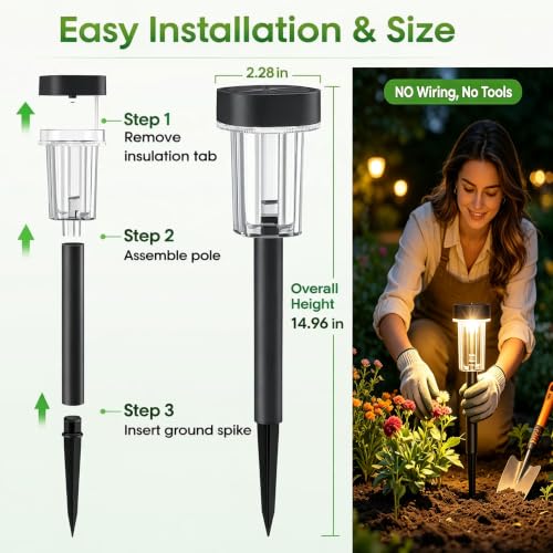 Solar Pathway Lights Outdoor, 12H 12 Pack Solar Garden Lights