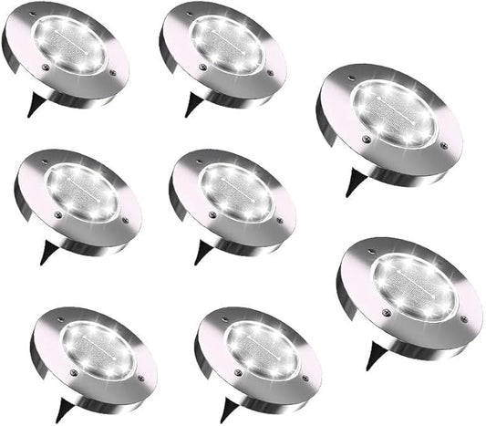 New Solar Garden Path Light (16/8/4/2), Suitable for Villa Outdoor Areas, terraces, lawns, Christmas Decorations, Gardens - IP55 Waterproof (8 Pieces/White Light)