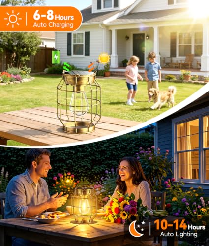 KOOPER Solar Lanterns Outdoor Waterproof, Metal Hanging Solar Lights 4 Pack
