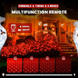 JMEXSUSS Red Christmas Net Lights Outdoor, 360 LED, 12ft x 5ft, Plug in