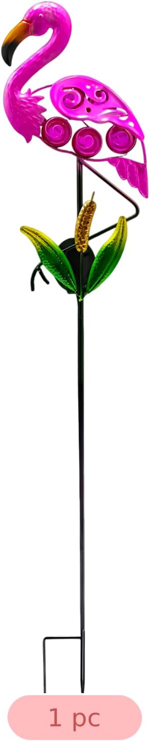 Flamingo Solar Pathway Lights, 36.2 in Waterproof Outdoor Decor, Metal Stake Lamp for Garden, Yard, Patio