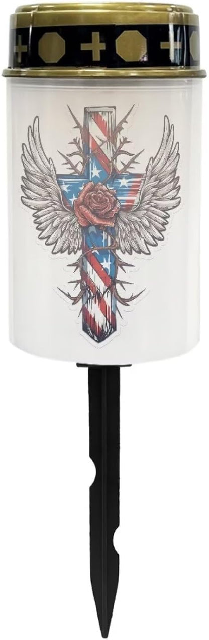 Cross Wing Solar Garden Light Solar Light Outdoor Landscape Path Light Solar Path Light for Yard Lawn Home Night Light Cemetery Solar Light Waterproof Solar Light