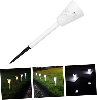 DOITOOL 4pcs Garden Solar Stake Lamp Outdoor Solar Light Hollow for Pathway Courtyard and Patio Decor Warm Atmosphere Lighting