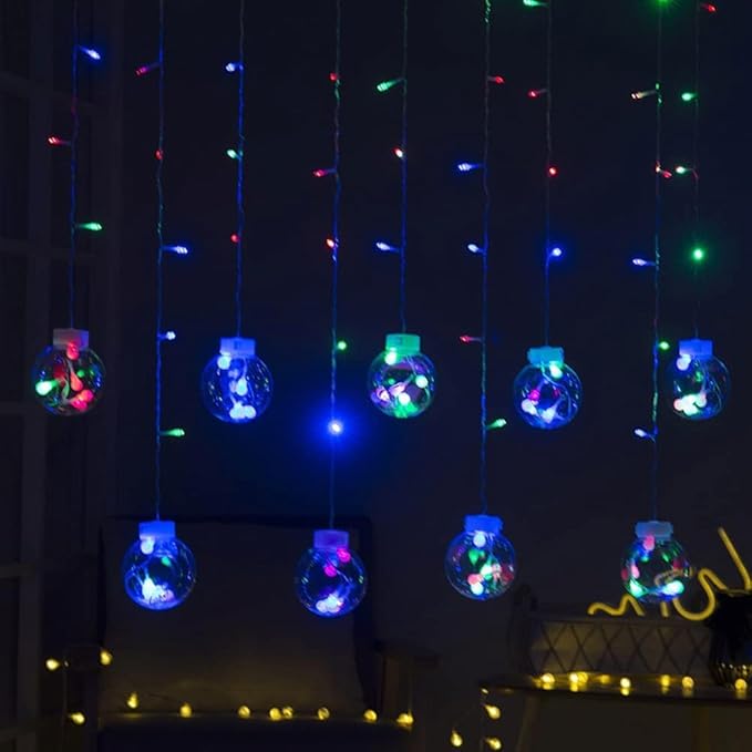 Solar Wishing Ball Fairy Curtain Lights, Waterproof 8 Modes Flashing String Lights with Remote Control for Bedroom, Christmas, Wedding, Party Decoration (Mutlicolor)