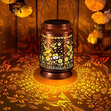 Solar Lantern Outdoor Hanging — Metal Hummingbird Solar Lights with Floral Projection, IP65 Waterproof, Auto On/Off, 8–12H Illumination, Garden Décor Gift for Mom Grandma Women Patio