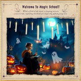 Homemory Hanging Floating Candles with Wand Remote and String, Flying Flameless LED Taper Candles Warm White Light, Battery Operated Window Candles with Wand for Halloween Christmas Party, 20 Pcs