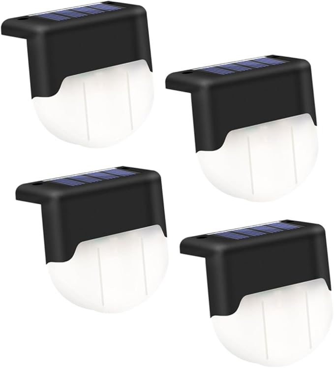 Lurrose 4pcs Solar Stair Lights Outdoor Led Step Lamps Solar Garden Path Lights Weatherproof Energy-Saving No Wiring Easy Install