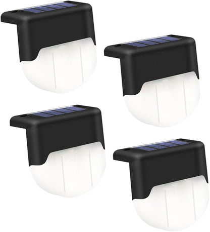 Lurrose 4pcs Solar Stair Lights Outdoor Led Step Lamps Solar Garden Path Lights Weatherproof Energy-Saving No Wiring Easy Install
