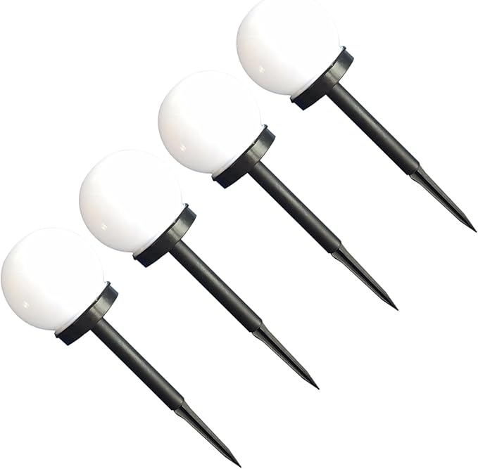 4pcs Solar Sphere Lights Outdoor White LED Lawn Pathway Garden Landscape Lighting Waterproof Plug-in Ball Shape Solar Ground Lights for Patio