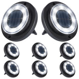 Solar Lights Outdoor Waterproof - Cool White 8 Pack 2-in-1 Ground Lights