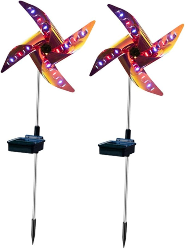 BESPORTBLE Solar Windmill Lawn Light 2pcs Outdoor Decorative Solar Path Light LED for Garden and Courtyard Ground | Lumora
