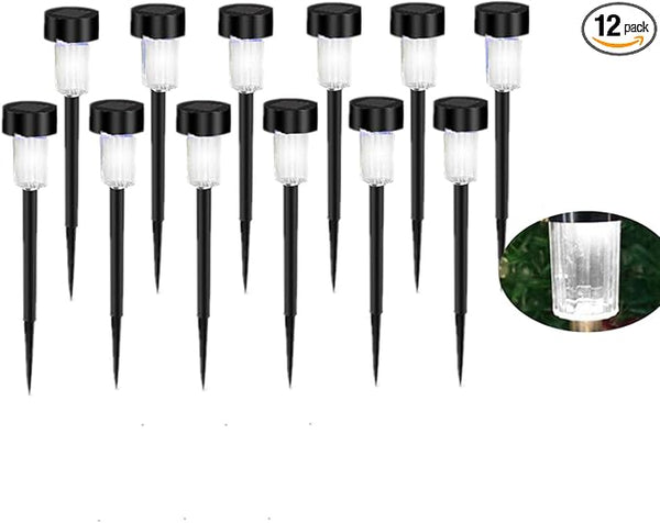 12PCS White LED Outdoor Plastics Garden Solar Powered Landscape Light Lamp Patio Lawn Decoration Lights | Lumora