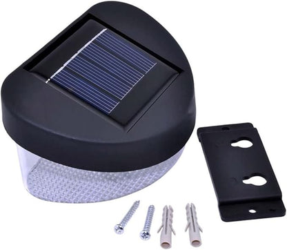 4pcs Solar Fence Lights Led Outdoor Garden Wall Lamps Black Shell White Light Easy to Install for Pathways Porches and Gardens