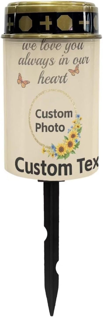 Customized Solar Garden Stake Lights, Yard Solar Lights Cemetery Decorations for Grave Outdoor Sympathy Memorial Gift for Grandma, for Garden Lawn Patio Pathway Decor
