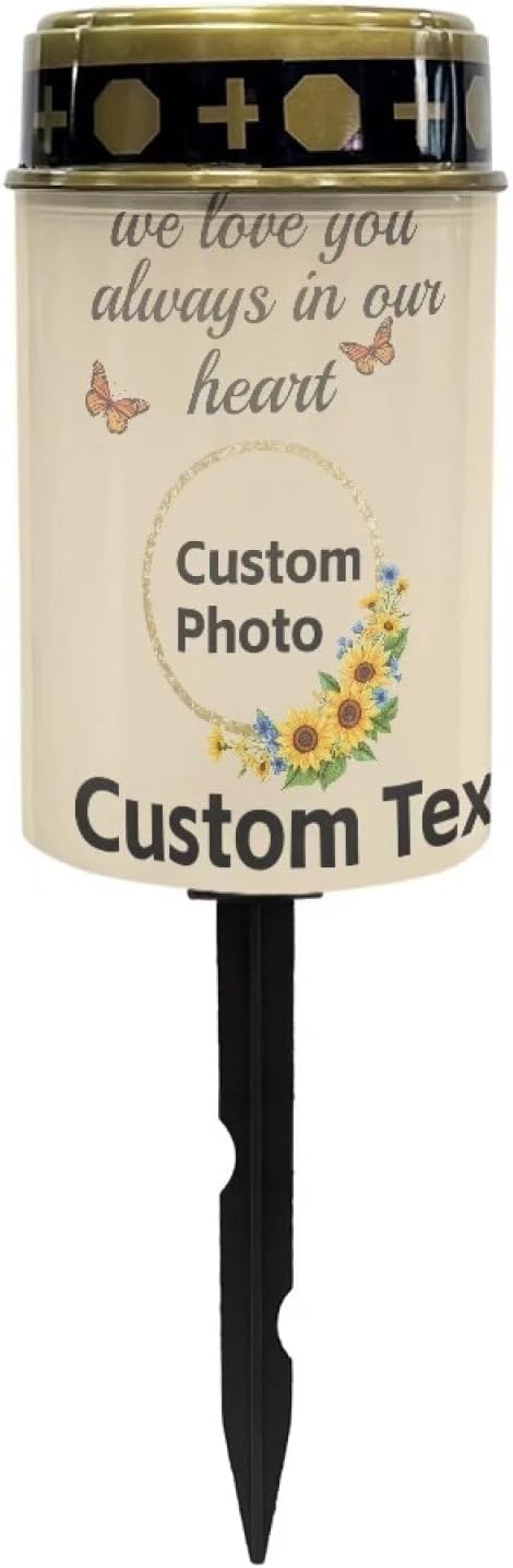 Customized Solar Garden Lights Outdoor Decorative Solar Stake Lights-Waterproof Warm White LED for Remembrance Gifts Cemetery Grave