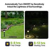 Glass Solar Lights Outdoor waterproof, 8 Pack Super Bright Solar Pathway Lights, Up to 12 Hrs Long Last Auto On/Off Garden Lights Solar Powered, Stainless Steel LED Light For Yard Landscape Warm White