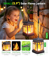 KOOPER Hanging Solar Lanterns Outdoor Waterproof, 4PCS Flickering Flame Hanging Solar Lights for Outside, Outdoor Solar Lanterns up to 12 Hours, Halloween Lanterns Decorative for Patio Yard Garden