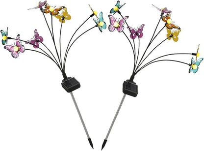 2pcs Solar Garden Lights Butterfly Stake Lamps Warm White Outdoor Solar Pathway Lighting for Yard Lawn