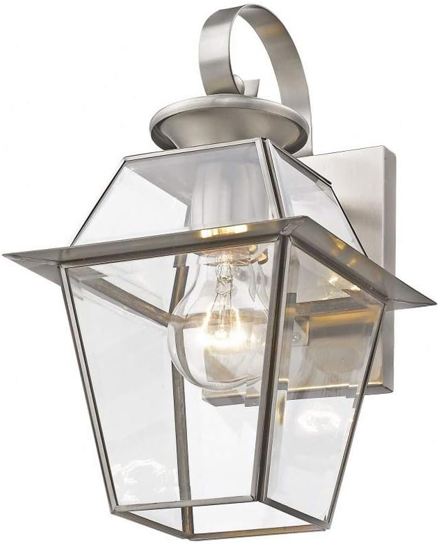 Livex Lighting 2181-91 Westover 1 Light BN Outdoor Wall Lantern, Brushed Nickel | Lumora