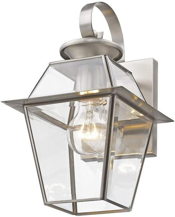 Livex Lighting 2181-91 Westover 1 Light BN Outdoor Wall Lantern, Brushed Nickel | Lumora