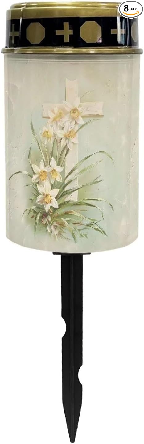 White Cross Outdoor Solar Lights for Yard Decorative Waterproof Solar Light for Cemetery Grave Flameless Candle for | Lumora