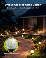 8 Pack 4.72" Warm White Solar Powered Cracked Glass Globe LED Light