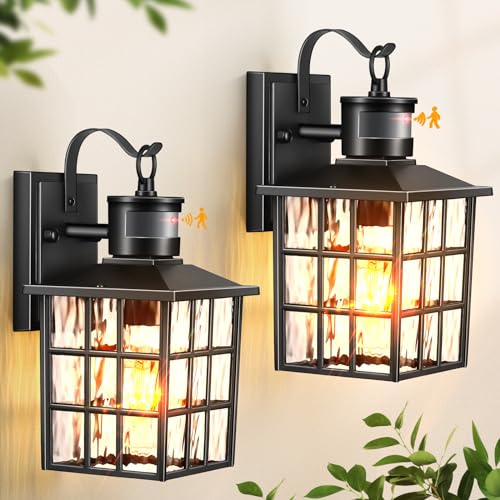 VIANIS Black Motion Sensor Porch Lights Outdoor, 100% Aluminum Anti-Rust