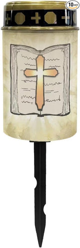 Bible Solar Light Outdoor Waterproof Lantern Walkway Solar Powered Cross Flameless Candle Led Light Solar Lights | Lumora