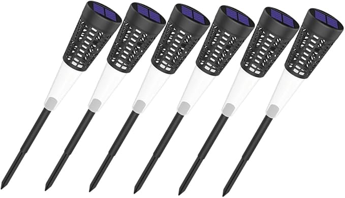 Happyyami 6pcs Solar Powered Garden Pathway Lights, Warm Colorful Outdoor Lawn Stake Lamps for Yard and Patio Decoration, Hollow Cone Design Solar Decking Lights
