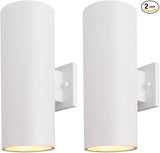 mirrea 14" Modern Outdoor Porch Light Patio Light in 2 Lights with Aluminum Cylinder and Tempered Glass Cover | Lumora