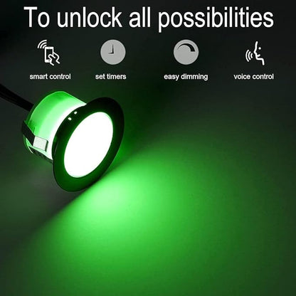 Sumaote LED Deck Lights Kit, 20Pcs 1.22" WiFi Smart Phone Control Recessed RGBW Deck Stair Lighting, IP67 Waterproof Outdoor Low Voltage Landscape Lighting for Steps Path Pool Side, Black