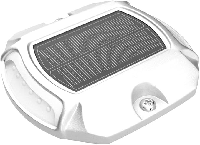 VOLISUN Solar Driveway Lights Dock Deck Lights 4-Pack,2 Colors in 1,LED Solar Powered Waterproof Outdoor Warning Step Light for Driveway Sidewalk Pathway (White/Warm White),Auto On/Off