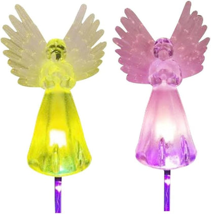 Garden Solar Lights Outdoor Waterproof Solar Angel Stake Lights with Color Changing LED for Pathway 2Pcs Garden Solar Lights, Solar Stake Lights, Pathway Lights, Yard Lights, Garden Ornaments.