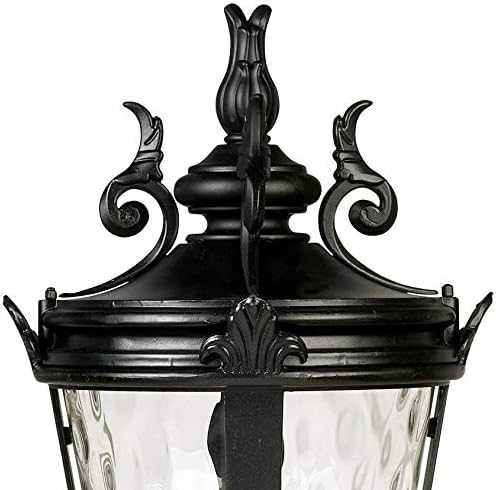 John Timberland Marseille Rustic Vintage Outdoor Post Light with Pier Mount Textured Black Metal 27" Clear Hammered | Lumora