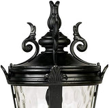 John Timberland Marseille Rustic Vintage Outdoor Post Light with Pier Mount Textured Black Metal 27" Clear Hammered | Lumora