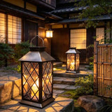 Solar Outdoor Lantern, Garden Hanging Waterproof Lanterns, 3 LED Flickering Flameless Candle, PVC, for Garden Decor Gifts (2 Pack)