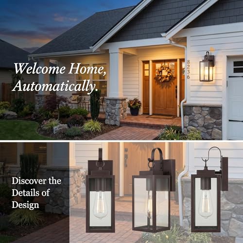 Bronze Porch Light, Dusk to Dawn Wall Mount Outdoor Light