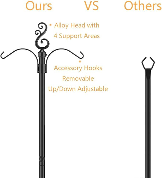 10 Ft Height 1 Inch Diameter String Light Poles StringLight Stand with Hooks Metal Poles for Outside Patio Yard Garden Backyard (10Ft Pole with Hooks, 2)