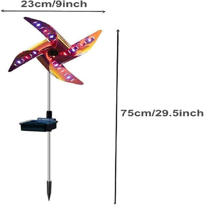 Solar Windmill Light Wind Spinner, Solar Outdoor Yard Lights Christmas Decorations Garden Light, 2 Pack Windmill-Shaped Landscape Path Lawn Lights LED Lamp Spin Pathway Lights