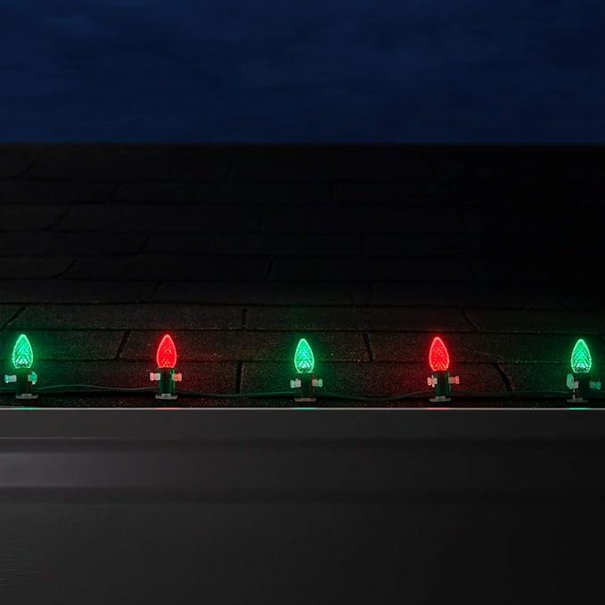 Wintergreen Lighting Set of 100 Red and Green C7 OptiCore Outdoor Christmas Lights - Commercial LED Bulbs for | Lumora