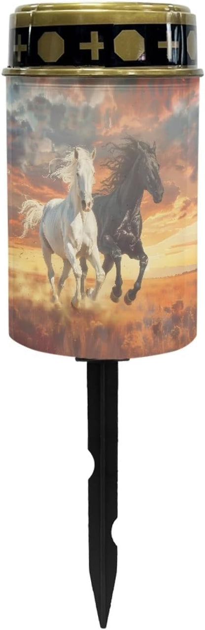 Running Horse Solar Lights Outdoor Solar Stake Lights Solar Walkway Lights,Outdoor Solar Garden Lights Powesed LED Lantern Solar String Lights for Outside Spotlight-Warm White